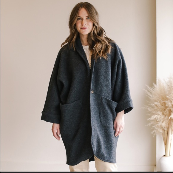 esby Jackets & Blazers - Esby Cora Duster Soft Boiled Wool Cadet Blue